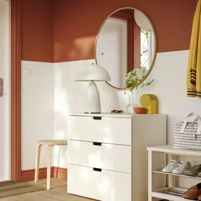 Ikea Edsgarn Mirror, Oak Effect, 31 1/2 " In Gold