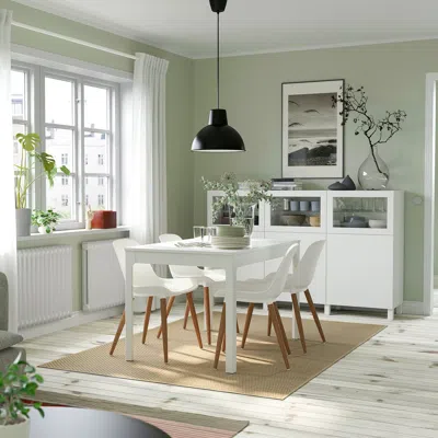 Ikea Ekedalen / Grönsta Table And 4 Chairs, White/white, 47 1/4/70 7/8 "