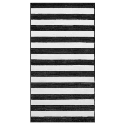 Ikea Elsystem Rug, Low Pile, Black/white/stripe, 2 ' 7 "x6 ' 7 "