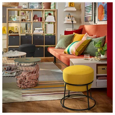 Ikea Emmislöv Pouffe, Skiftebo Yellow, Diameter: 16 1/2 "