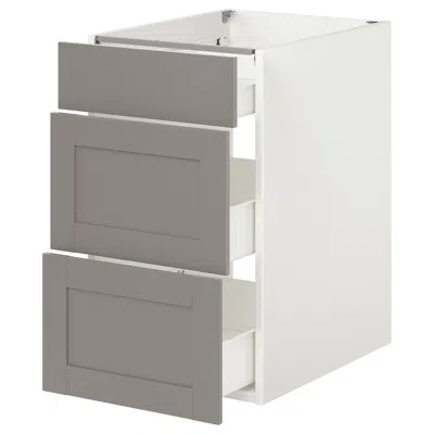Ikea Enhet Base Cabinet With 3 Drawers, White/gray Frame, 18x24 3/4x30 "