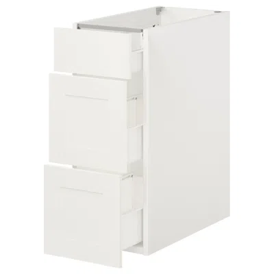 Ikea Enhet Base Cabinet With 3 Drawers, White/white Frame, 12x24 3/4x30 "