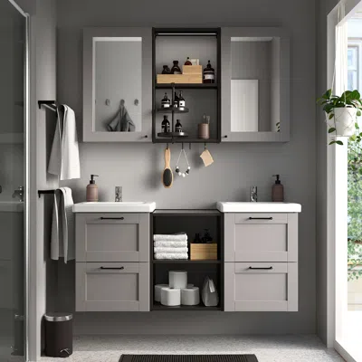 Ikea Enhet Bathroom, Anthracite/gray Frame, 18x18x24 "