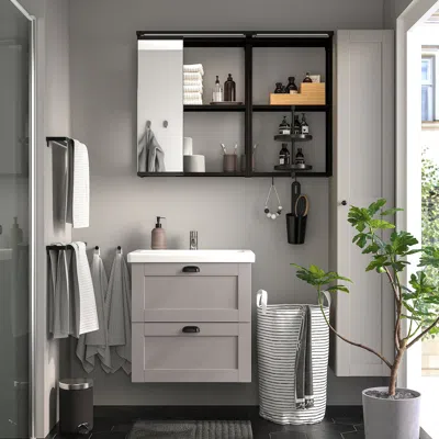 Ikea Enhet Bathroom, Anthracite/gray Frame, 24 "