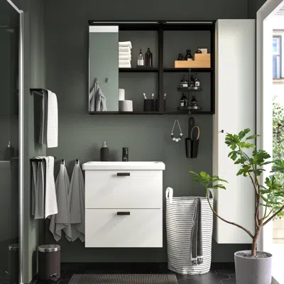 Ikea Enhet Bathroom, Anthracite/white, 24 "