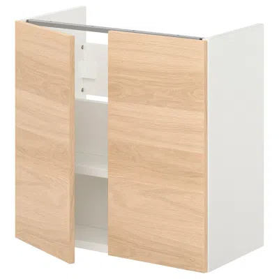 Ikea Enhet Bathroom Vanity With 2 Doors, White/oak Effect, 24x12 3/4x24 "