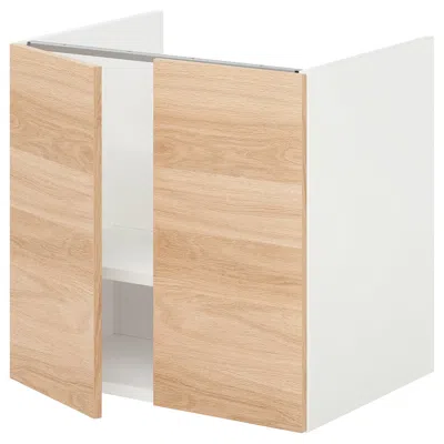 Ikea Enhet Bathroom Vanity With 2 Doors, White/oak Effect, 24x18 3/4x24 "