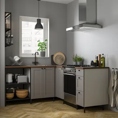 Ikea Enhet Corner Kitchen, Anthracite/gray Frame, Width Left: 75 1/4 "