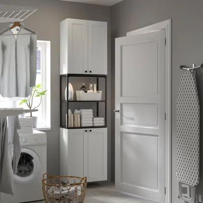 Ikea Enhet Storage Combination, Anthracite/white Frame, 24x12 3/4x90 "