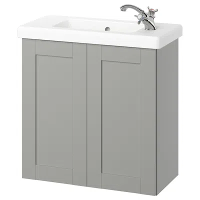 Ikea Enhet / Tvällen Bathroom Vanity With Doors/sink/faucet, Gray/gray Frame, 25 1/2x13 1/8x26 "