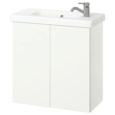 Ikea Enhet / Tvällen Bathroom Vanity With Doors/sink/faucet, White, 25 1/2x13 1/8x26 "