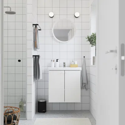Ikea Enhet / Tvällen Wash-stnd With Doors/wash-basin, White, 25 1/2x19 1/8x26 "