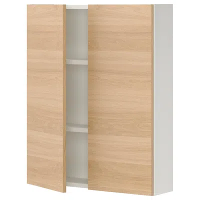Ikea Enhet Wall Cabinet/2 Door, White/oak Effect, 24x6 3/4x30 " In Brown