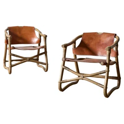 Pre-owned Ikea 'espri' Lounge Chairs In Brown