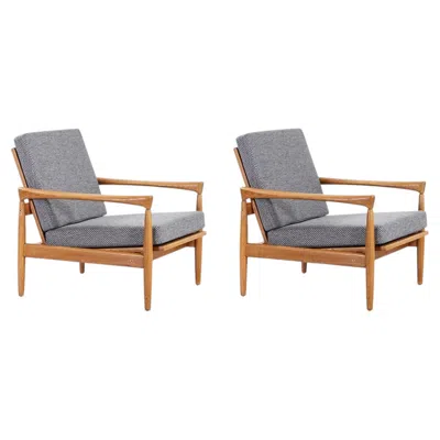 Pre-owned Ikea Expertly Restored - Erik Worts "kolding� Oak Lounge Chairs For  In Brown