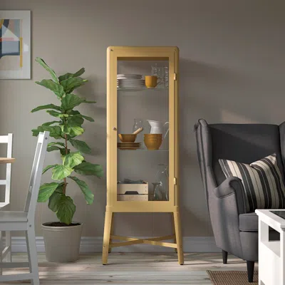Ikea Fabrikör Glass-door Cabinet, Dark Yellow, 22 1/2x59 "