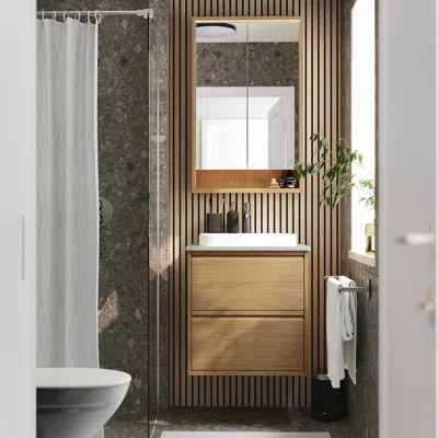 Ikea Faxälven Mirror Cabinet With Built-in Lighting, Oak Effect, 24x6x37 "
