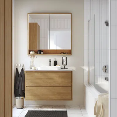 Ikea Faxälven Mirror Cabinet With Built-in Lighting, Oak Effect, 36x6x37 "