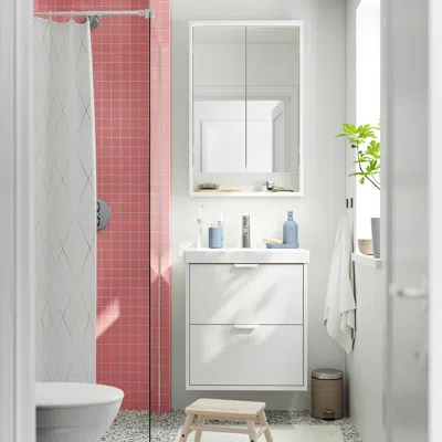 Ikea Faxälven Mirror Cabinet With Built-in Lighting, White, 24x6x37 "