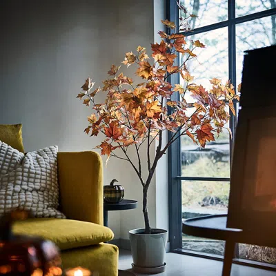 Ikea Fejka Artificial Potted Plant, Indoor/outdoor/maple Tree Orange-brown, 7 ½ " In Multi