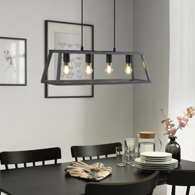 Ikea Felsisk Pendant Lamp With 4 Lamps, Wood Gray, 32 "