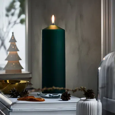 Ikea Fenomen Unscented Pillar Candle, Green, 9 "
