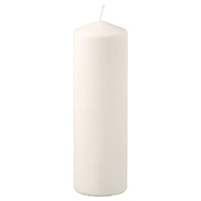 Ikea Fenomen Unscented Pillar Candle, Natural, 9 " 90 Hr In Brown