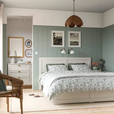 Ikea Fågelfjället Bed Frame, Off-white, Queen