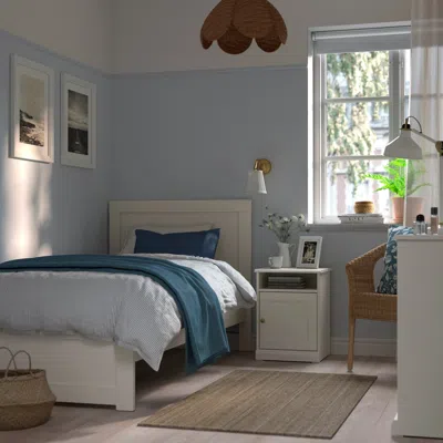 Ikea Fågelfjället Bed Frame, Off-white/luröy, Twin
