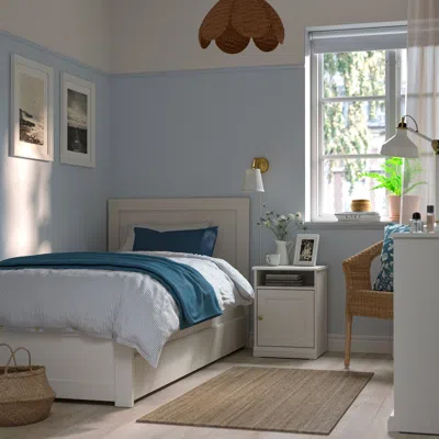 Ikea Fågelfjället Bed Frame With 2 Storage Boxes, Off-white, Twin