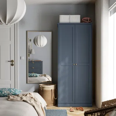 Ikea Fågelfjället Wardrobe With 2 Doors, Dark Gray-blue, 32 1/4x23 5/8x76 3/8 "