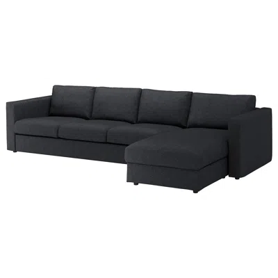 Ikea Finnala Cover For Sectional, 4-seat, With Chaise/tallmyra Black/gray, Height Including Back Cushions