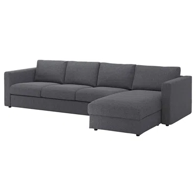 Ikea Finnala Cover Sectional/4-seat With Chaise, Gunnared Medium Gray, Height Including Back Cushions: 32