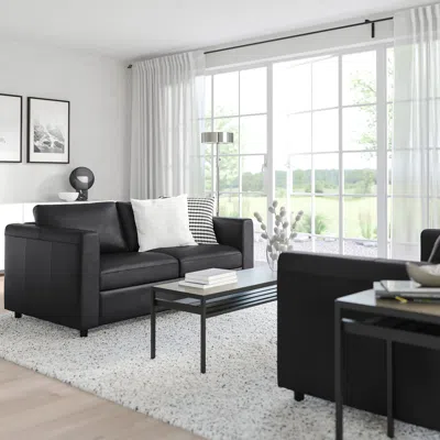 Ikea Finnala Loveseat, Grann/bomstad Black, Height Including Back Cushions: 33 1/2 "