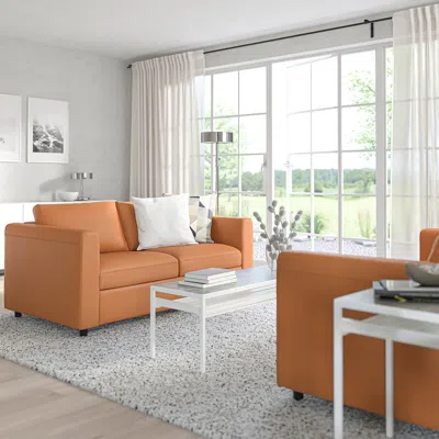 Ikea Finnala Loveseat, Grann/bomstad Golden Brown, Height Including Back Cushions: 33 1/2 "