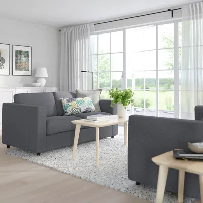Ikea Finnala Loveseat, Gunnared Medium Gray, Height Including Back Cushions: 33 1/2 "