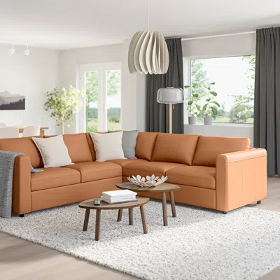 Ikea Finnala Sectional, 4-seat Corner, Grann/bomstad Golden Brown, Height Including Back Cushions: 31 1/2