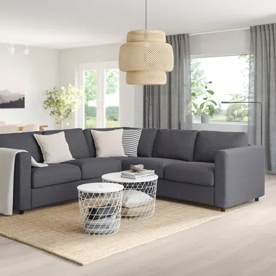 Ikea Finnala Sectional, 4-seat Corner, Gunnared Medium Gray, Height Including Back Cushions: 33 1/2 "