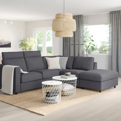 Ikea Finnala Sectional, 4-seat Corner, With Open End With Headrests/gunnared Medium Gray, Height Incl. He