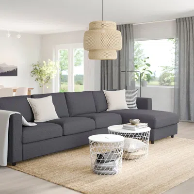 Ikea Finnala Sectional, 4-seat With Chaise, Gunnared Medium Gray, Height Including Back Cushions: 33 1/2 