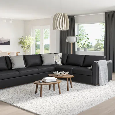 Ikea Finnala Sectional, 5-seat Corner, Grann/bomstad Black, Height Including Back Cushions: 33 1/2 "