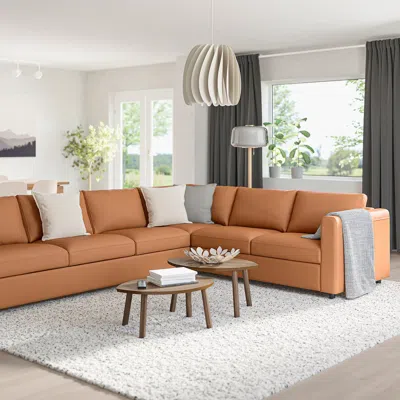 Ikea Finnala Sectional, 5-seat Corner, Grann/bomstad Golden Brown, Height Including Back Cushions: 33 1/2
