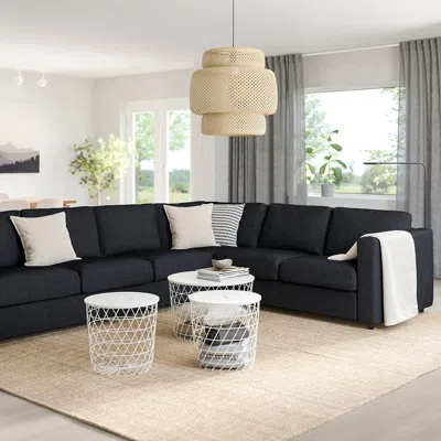 Ikea Finnala Sectional, 5-seat Corner, Tallmyra Black/gray, Height Including Back Cushions: 33 1/2 "