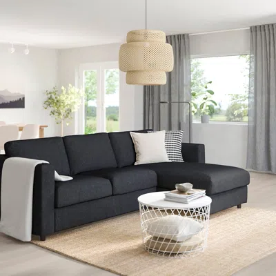 Ikea Finnala Sofa, With Chaise/tallmyra Black/gray, Height Including Back Cushions: 33 1/2 " In Multi