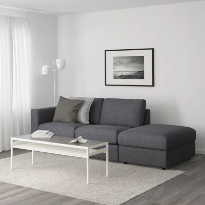 Ikea Finnala Sofa, With Open End/gunnared Medium Gray, Height Including Back Cushions: 33 1/2 "