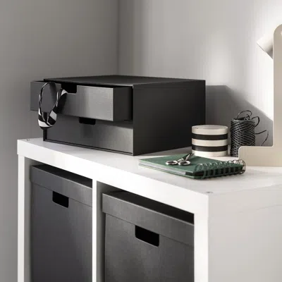 Ikea Fjäderharv Mini Chest With 2 Drawers, Anthracite, 12 ½x9 ¾ " In Black