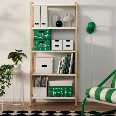 Ikea Fjäderharv Storage Box With Lid, Green/dotted, 9 ¾x13 ¾x6 ¼ "
