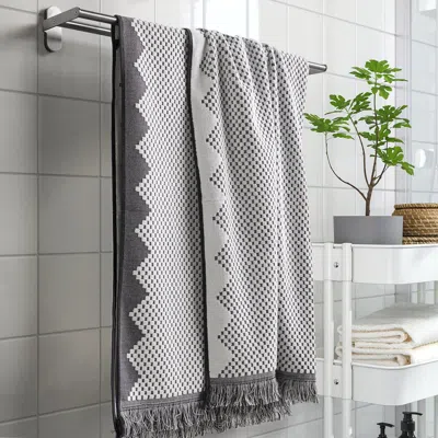 Ikea Fjällstarr Bath Sheet, White/gray, 39x59 "
