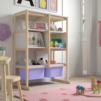 Ikea Flisat Open Storage Combination, Light White Stained Pine White/lilac, 34 5/8x15x46 1/8 "