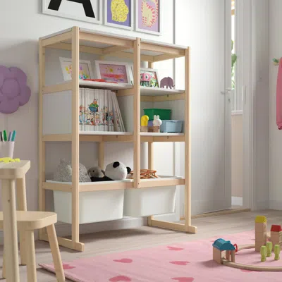 Ikea Flisat Open Storage Combination, Light White Stained Pine White/white, 34 5/8x15x46 1/8 "